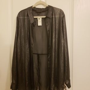 Lane Bryant Black & Silver metallic shirt